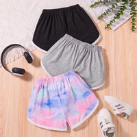 Girls Multicolour Tie & Dye Print Shorts Pack Of 3 Shorts