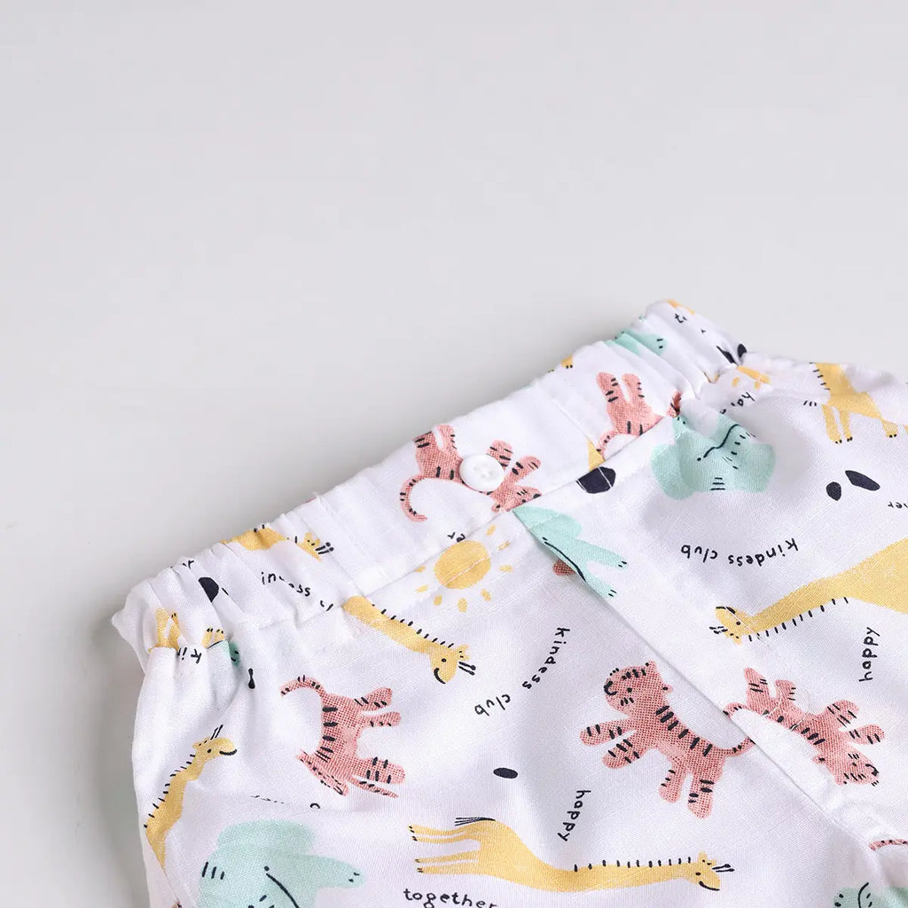 Boys Orange Animal Applique T-Shirt With Printed Shorts Sets 2 pc. Sets