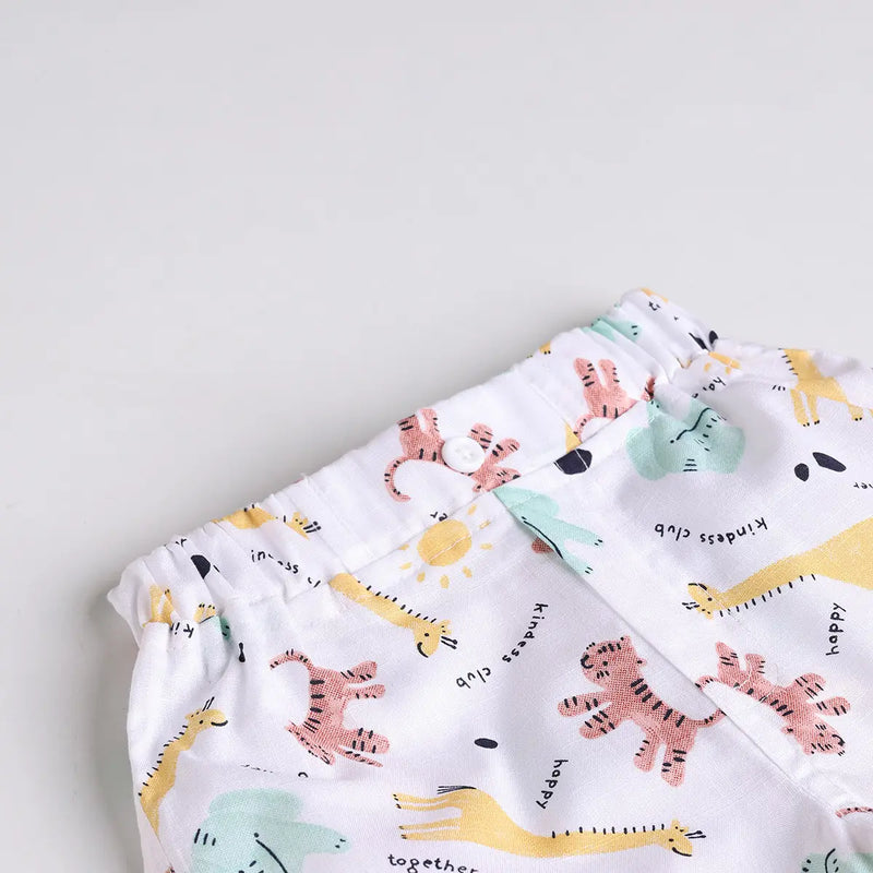 Boys Orange Animal Applique T-Shirt With Printed Shorts Sets 2 pc. Sets