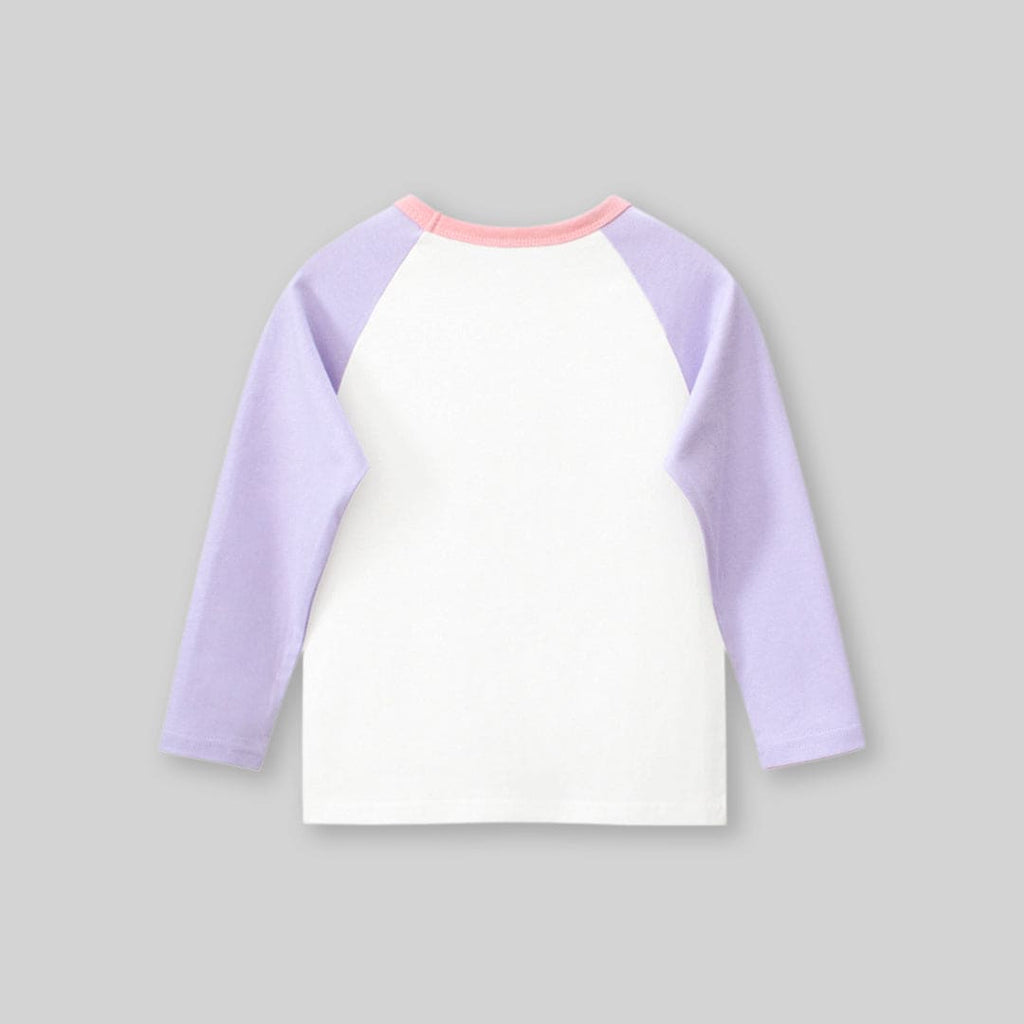 Girls Printed Raglan Sleeves T-shirt Tshirts   