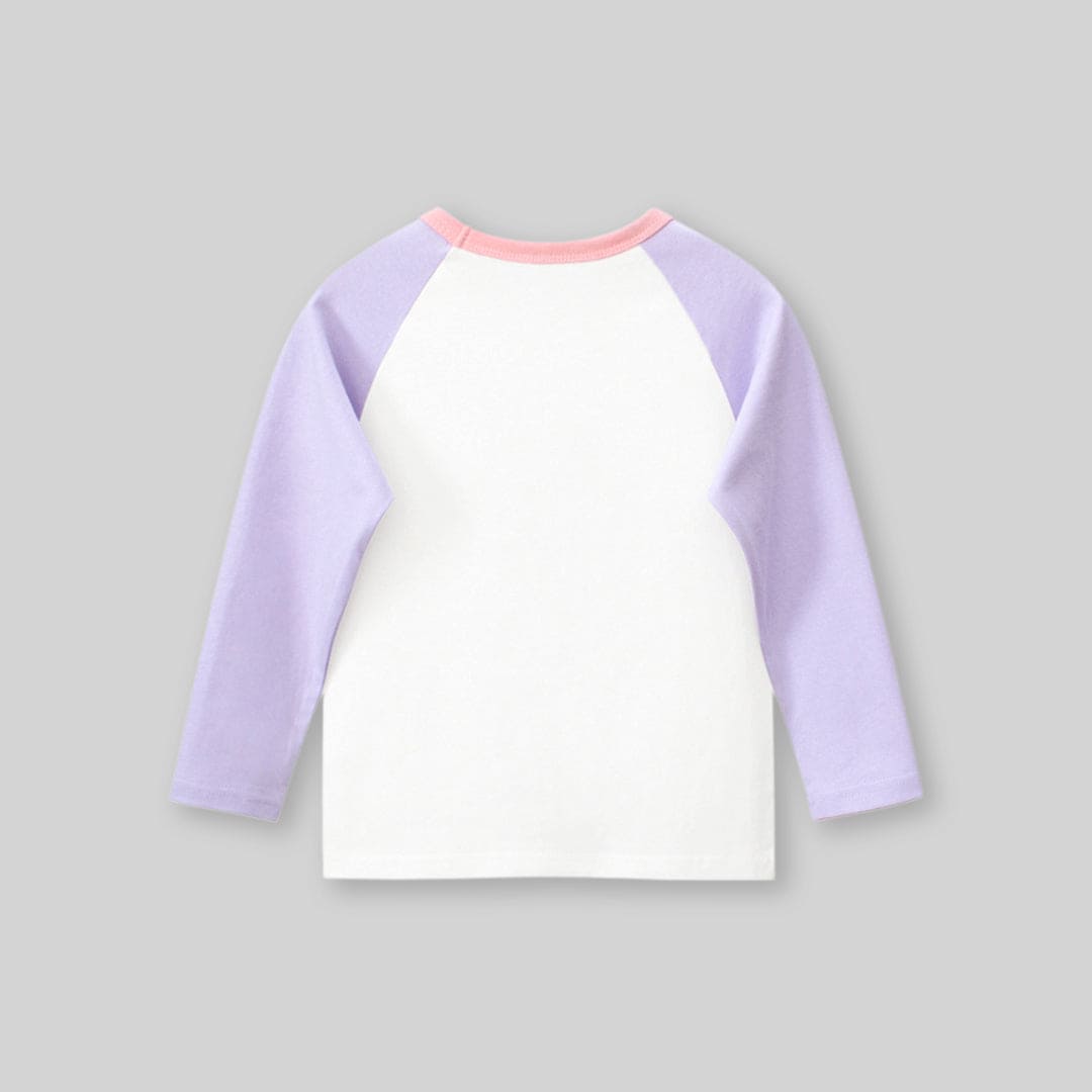 Girls Printed Raglan Sleeves T-shirt Tshirts   
