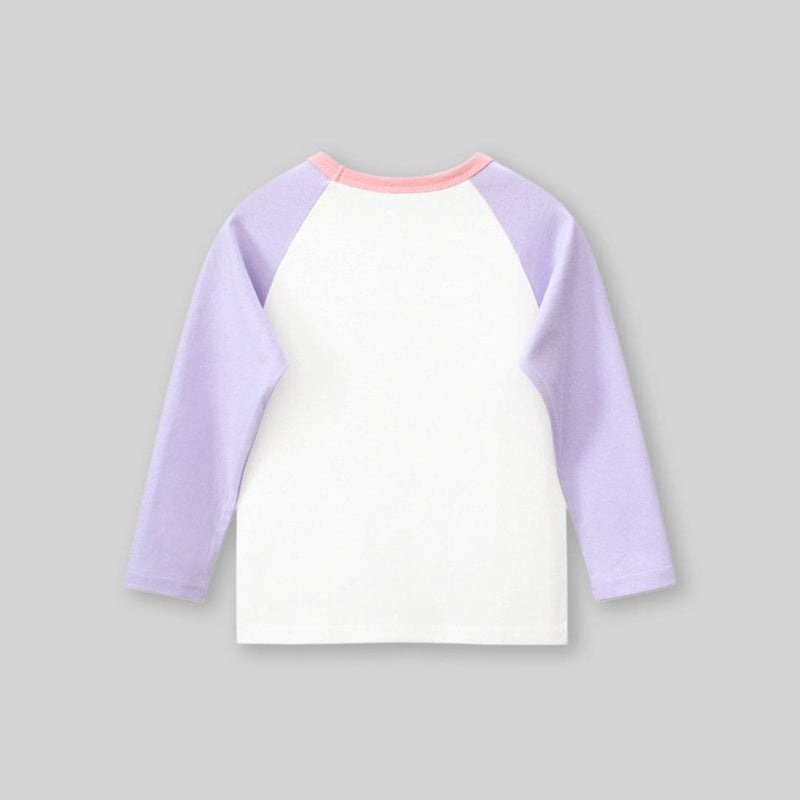 Girls Printed Raglan Sleeves T-shirt Tshirts   