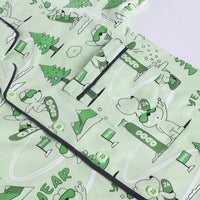 Girls Lime Green Printed Short Sleeve Shirt With Elasticated Pants Sets Sets