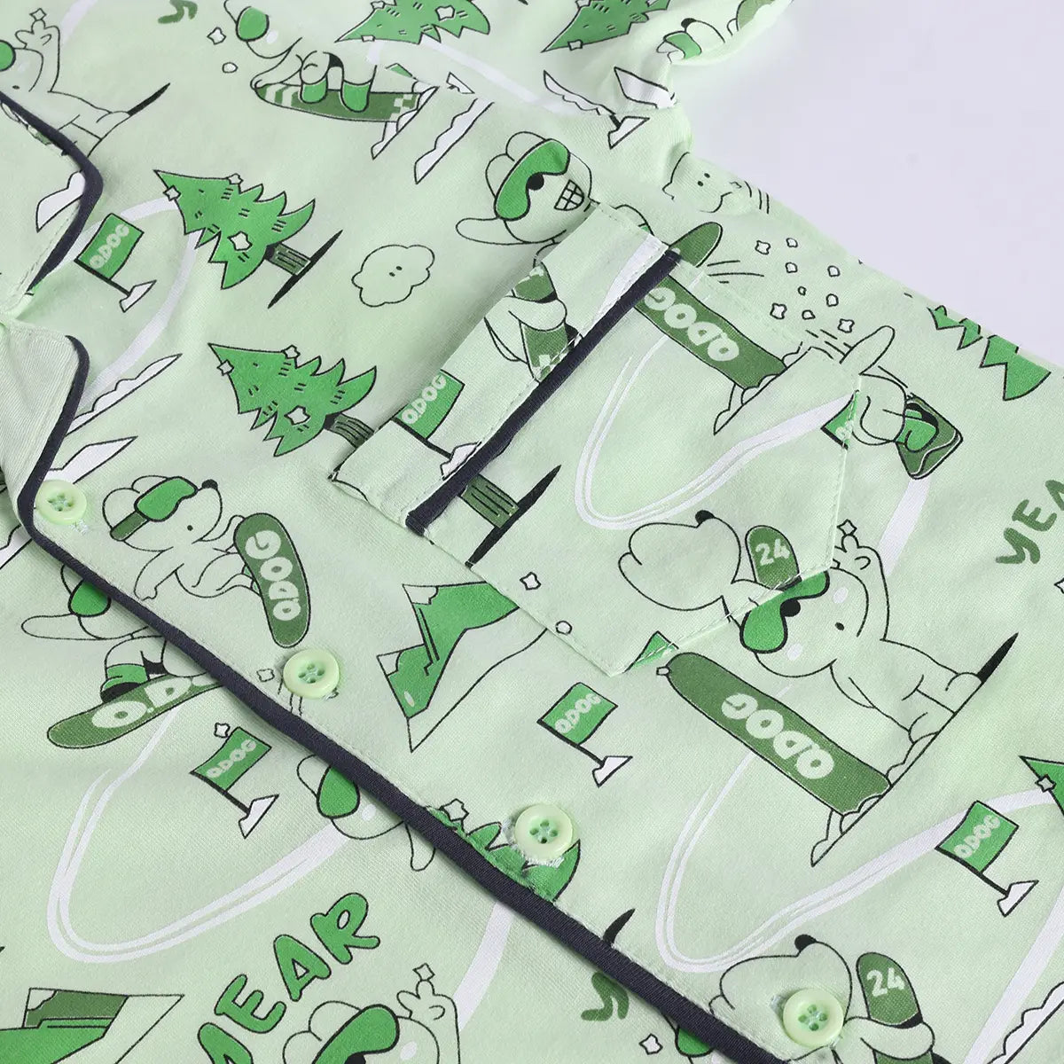 Girls Lime Green Printed Short Sleeve Shirt With Elasticated Pants Sets Sets