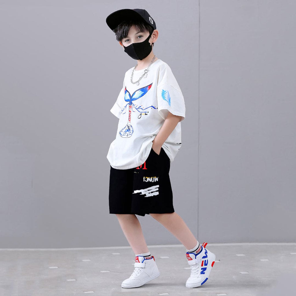 Boys Short Sleeve Graphic T-Shirt With Elasticated Shorts