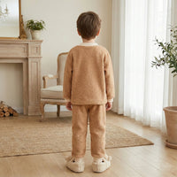 Boys Brown Long Sleeves T-Shirt With Jogger Co-ord Sets Sets