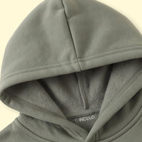 Boys Olive Green Typographic Long Sleeve Hoodie Sweatshirts & Hoodies
