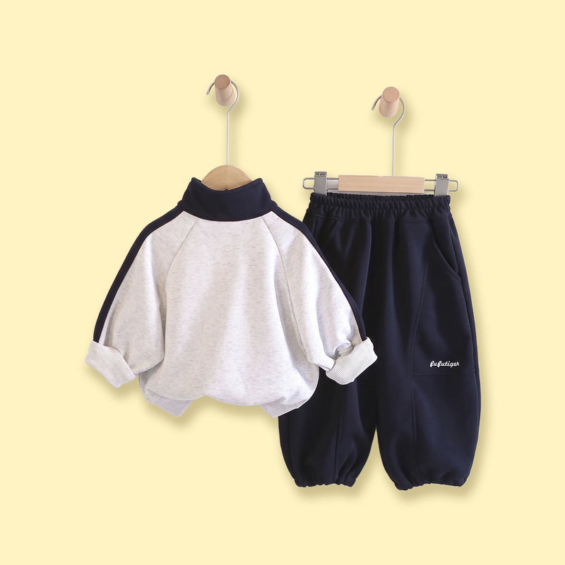 Boys Light Grey Typography Raglan Sleeve Sweatshirt & Joggers Sets 2 pc. Sets