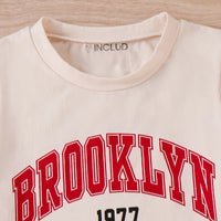 Boys Off White Typographic Print Short Sleeve T-Shirt With Denim Shorts Sets 2 pc. Sets
