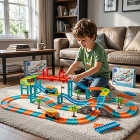 Electric Train Track Toy Set with Lights & Music, Battery Operated Railway Train Set for Kids Boys & Girls Trending Accessories
