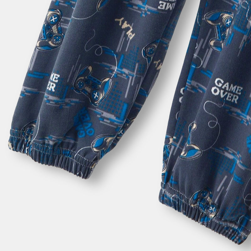 Boys Blue Gaming Print T-Shirt With Shorts And Pajama Set Sets