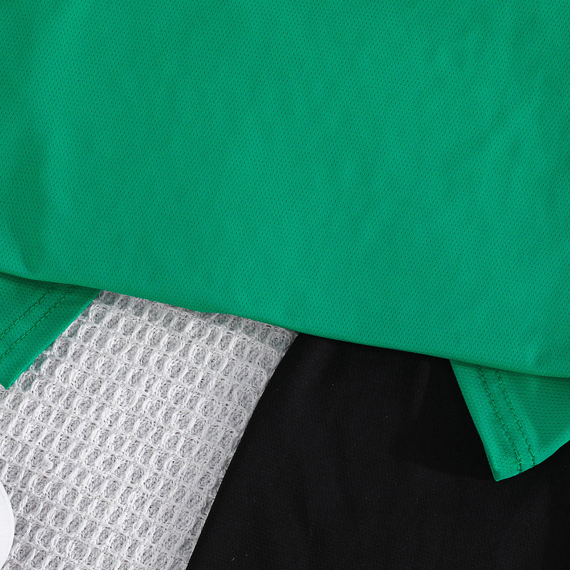Boys Green Striped Raglan Sleeves T-Shirt With Shorts Set 2 pc. Sets