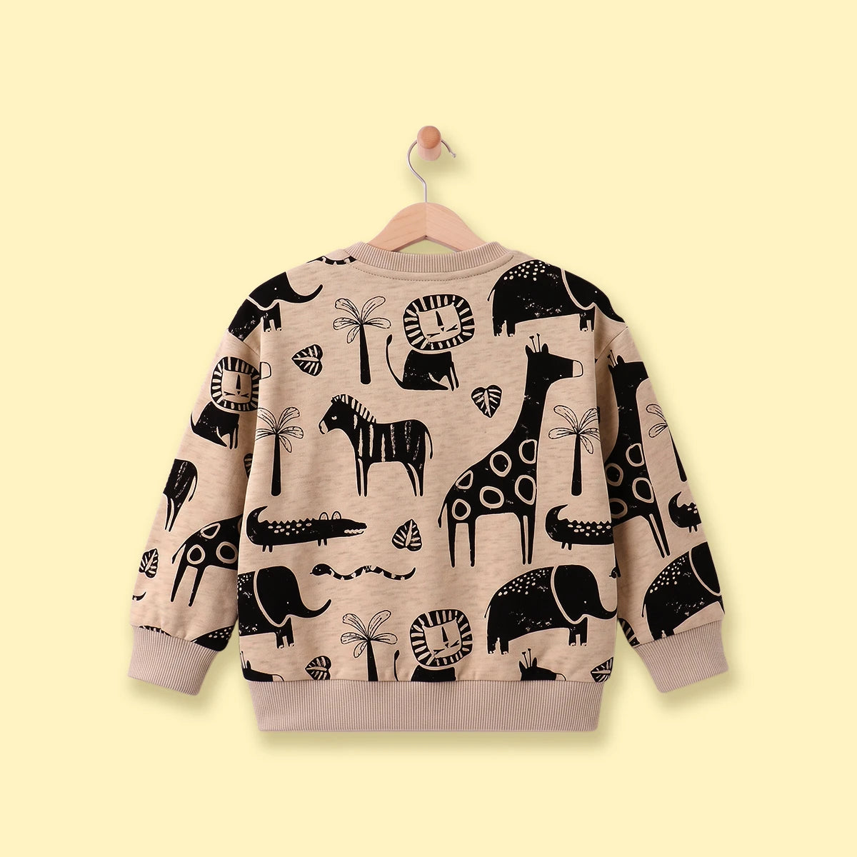 Boys Beige Animal Print Long Sleeve Sweatshirt Sweatshirts & Hoodies