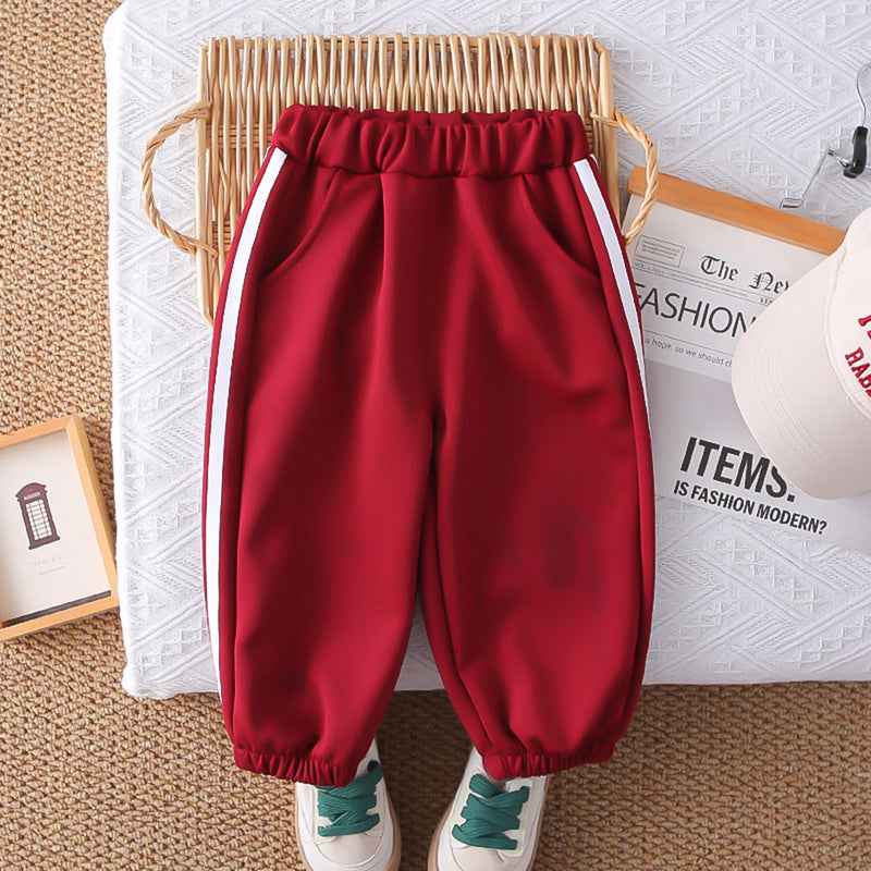 Boys Red Typographic Printed Sweatshirt With Joggers Set 2 pc. Sets