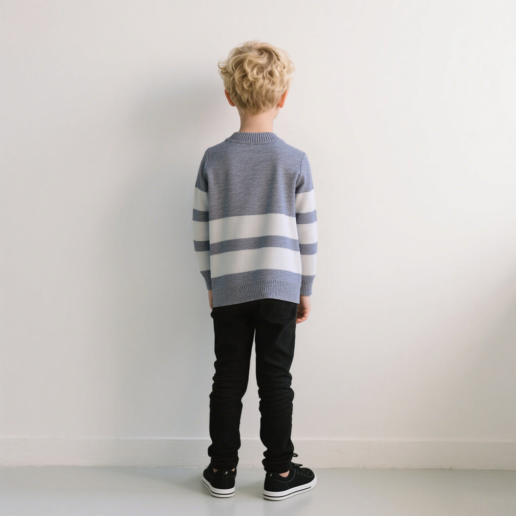 Boys Grey Stripes Pullover Winter Sweater Sweaters & Cardigans