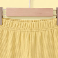 Girls Yellow Ribbed Sailor Collar Overlay Top & Pants Co-ord Sets Sets