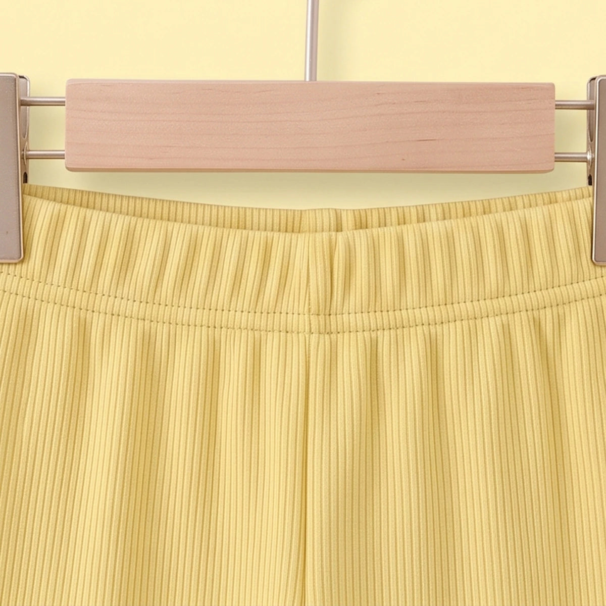 Girls Yellow Ribbed Sailor Collar Overlay Top & Pants Co-ord Sets Sets