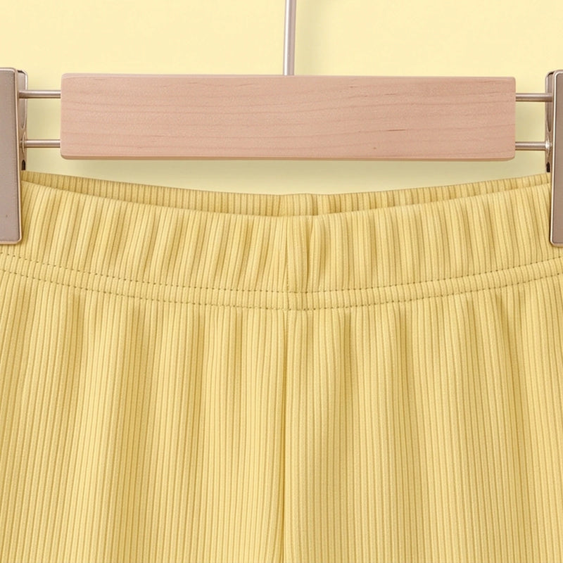 Girls Yellow Ribbed Sailor Collar Overlay Top & Pants Co-ord Sets Sets