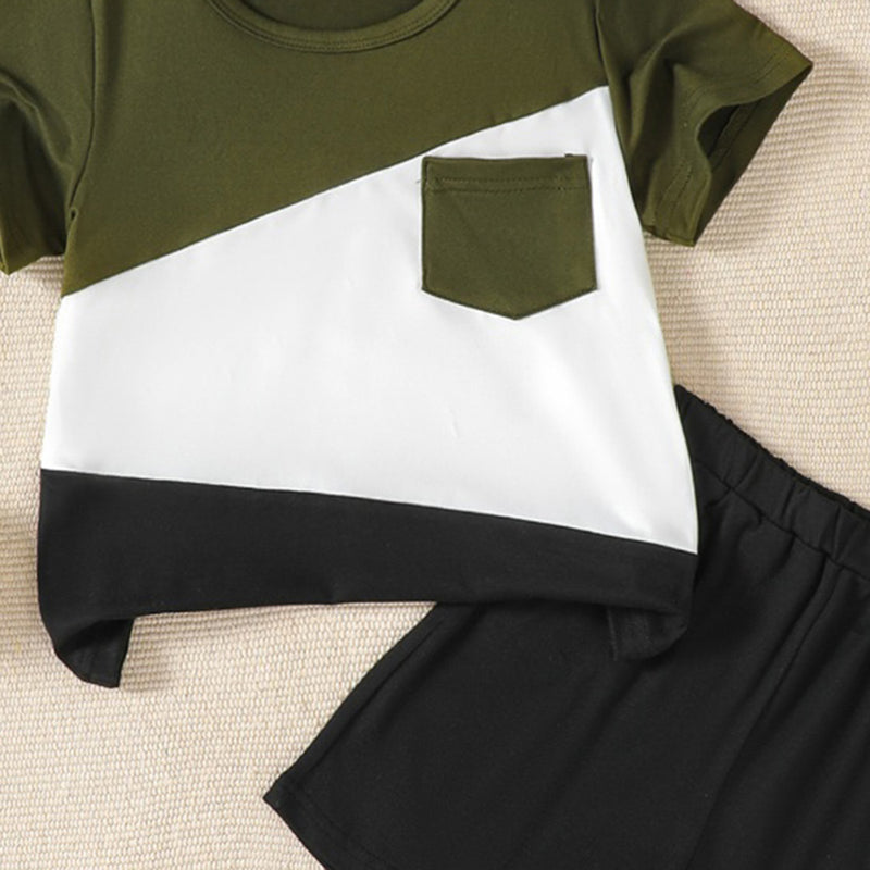 Boys Multicolor Short Sleeves T-Shirt With Black Shorts Set 2 pc. Sets