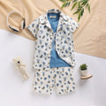 Boys Blue Cactus Printed Shirt With T-Shirt And Shorts Sets 3 pc. Sets Blue 9-12 M