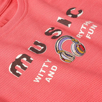 Boys Coral Music Printed Short Sleeve T-Shirt With Drawstring Shorts Sets Sets