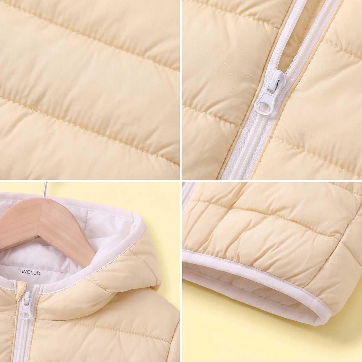Girls Yellow Hooded Zip-up Puffer Jacket Coats & Jackets