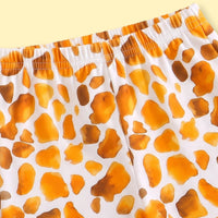 Girls White Giraffe Print T-Shirt With Flared Pants Sets 2 pc. Sets