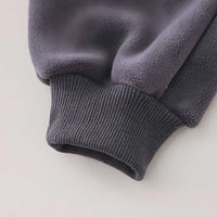 Boys Grey Fleece Hooded Zipper Jacket With Puffer Vest & Jogger Sets Sets