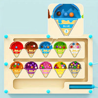Kids Yellow Magnetic Ice Cream Color & Number Maze Board Trending Accessories