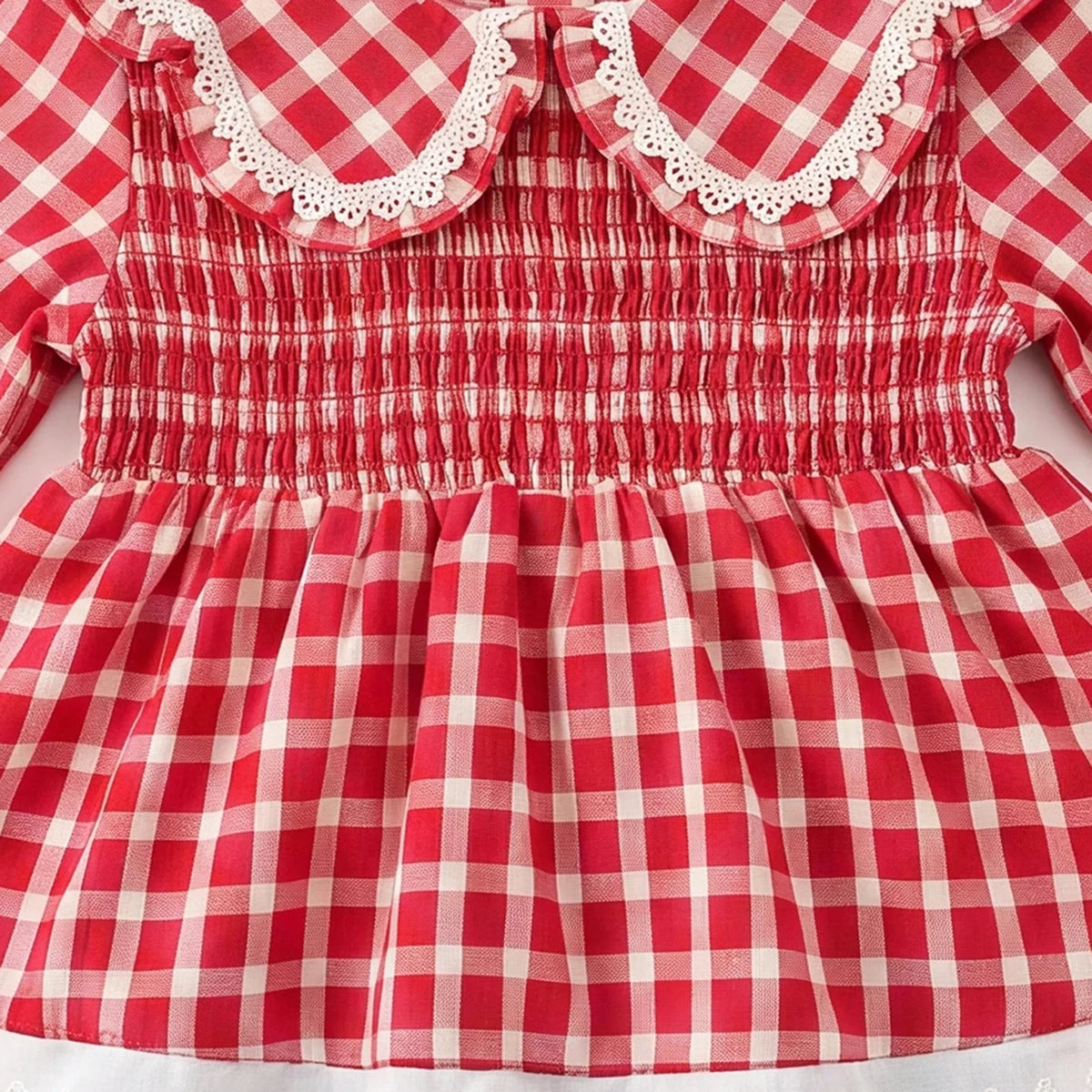 Girls Red Checked Bell Sleeve Top With Pants Sets 2 pc. Sets