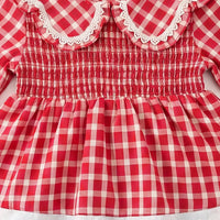 Girls Red Checked Bell Sleeve Top With Pants Sets 2 pc. Sets