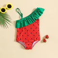 Girls Red Watermelon Printed Swimwear Bodysuit Beachwear Red 1-2 Y
