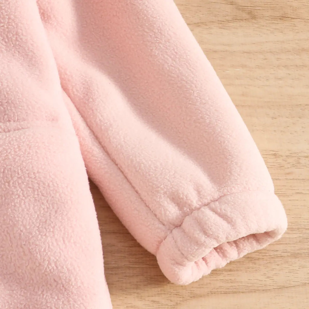 Girls Pink Polar Fleece Hooded Zipper Jacket Coats & Jackets