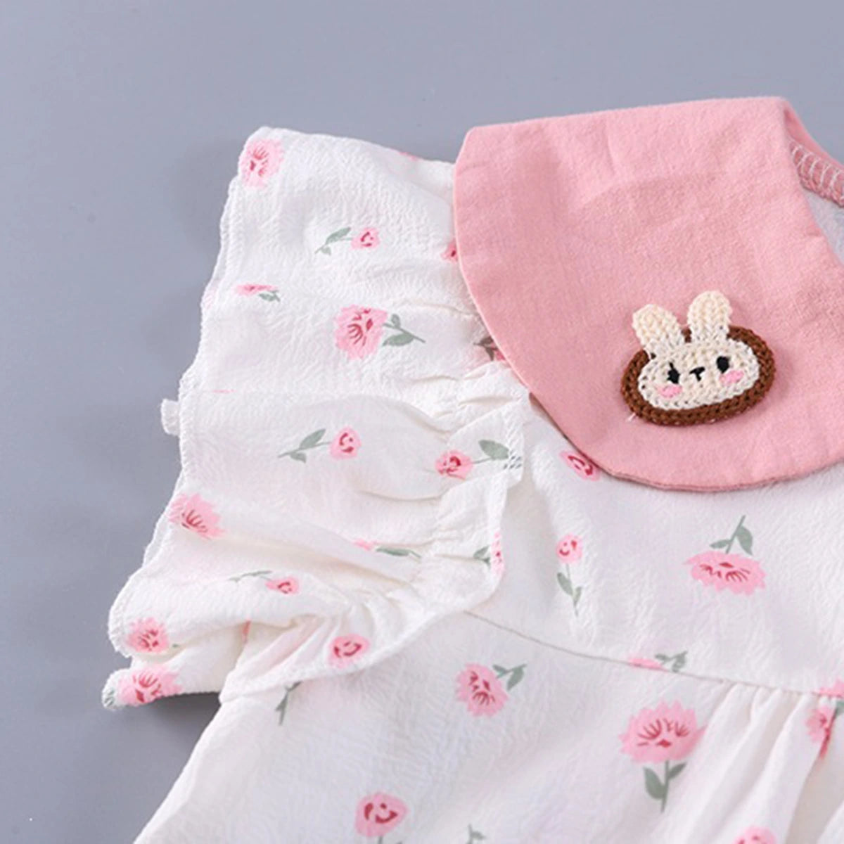 Girls Light Pink Floral Printed Short Sleeve Top With Elasticated Shorts Sets 2 pc. Sets