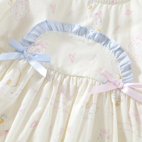Girls Off-White Printed Short Sleeve Fit & Flare Dress Casual Dresses