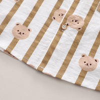 Boys Brown Striped Short Sleeves Shirt With Shorts Set 2 pc. Sets