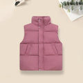 Girls Pink Quilted Puffer Vest With Stand-up Collar Coats & Jackets Pink 6-7 Y