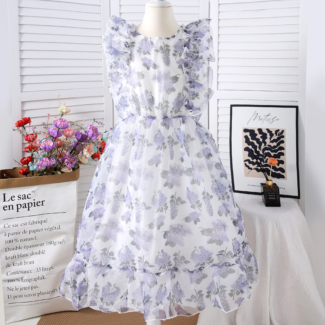 Girls Multicolor Floral Printed Fit & Flare Dress Casual Dresses Multicolor 8-9 Y