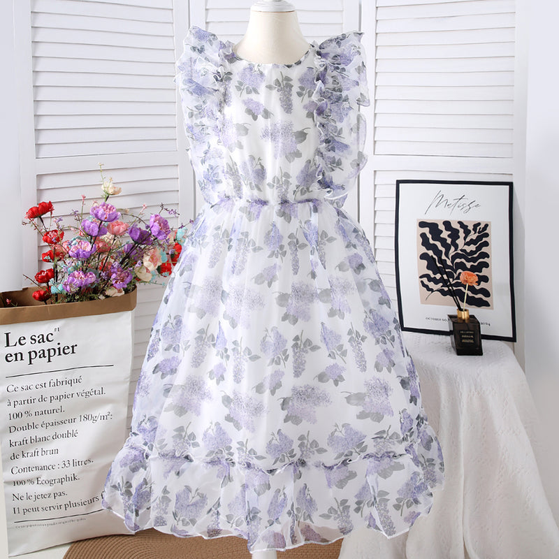 Girls Multicolor Floral Printed Fit & Flare Dress Casual Dresses Multicolor 8-9 Y