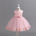 Girls Light Pink Floral Applique Sleeveless Tutu Party Wear Dress Party Dresses Light Pink 1-2 Y