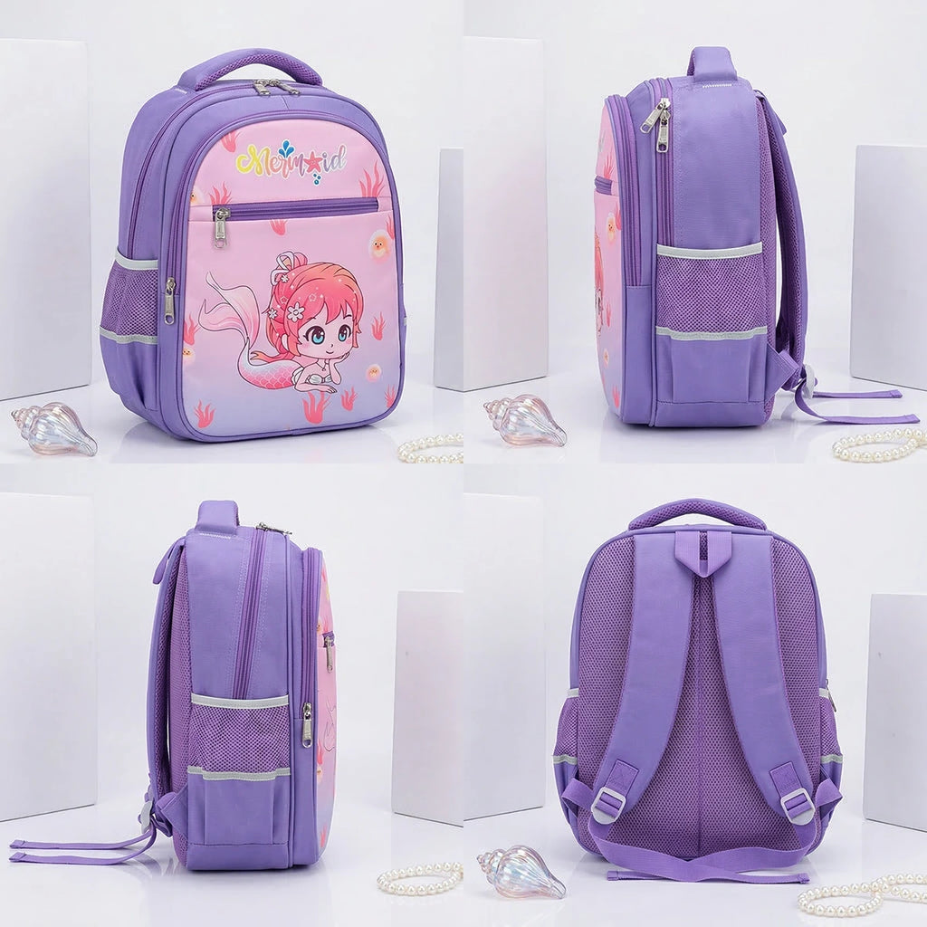 Girls Purple Mermaid Print School Backpack Trending Accessories