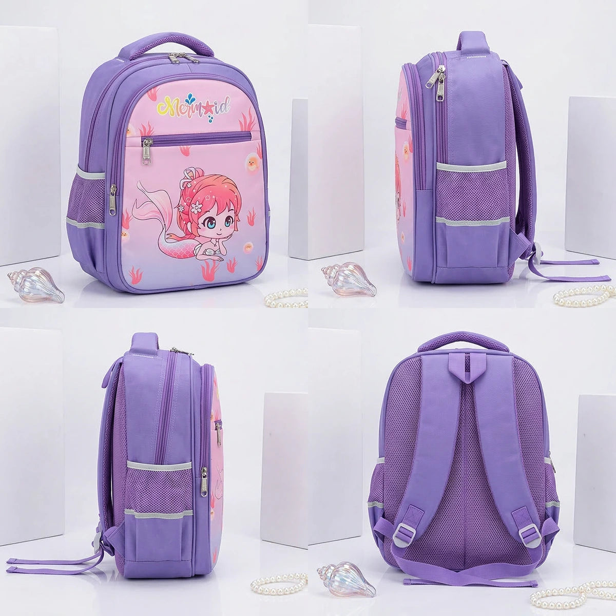 Girls Purple Mermaid Print School Backpack Trending Accessories