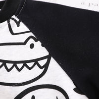Boys White Dinosaur Printed Zipper Jacket with T-shirt & Joggers Set Sets