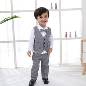 Boys Long Sleeve Jacket Mock Shirt With Trousers Set 2 pc. Sets   