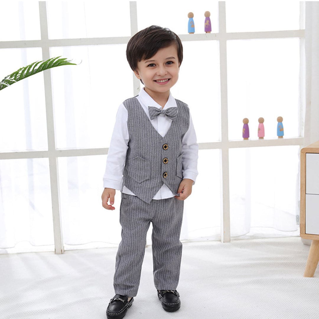 Boys Long Sleeve Jacket Mock Shirt With Trousers Set 2 pc. Sets   