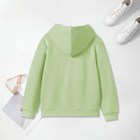 Girls Light Green Heart Printed Hooded Sweatshirt Sweatshirts & Hoodies