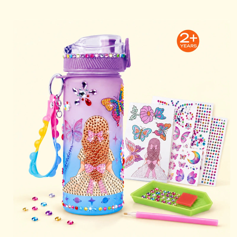 KolorFish DIY Style 600ml Water Bottle for Kids, Age 2 Years Plus - Sipper Bottle Trending Accessories Purple Onesize
