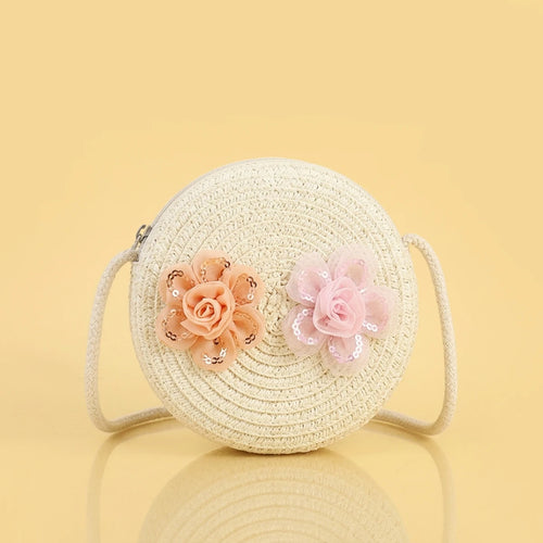 Girls White Floral Applique Round Sling Bag Sling Bags White Onesize
