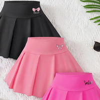 Girls Multicolor Bow Print Pleated Skorts Pack Of 3 Skirts