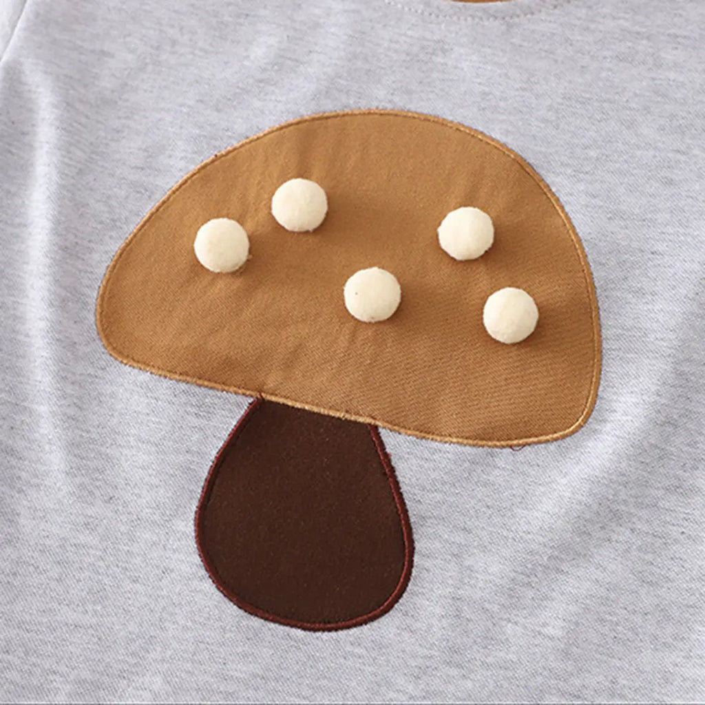 Boys Khaki Mushroom Applique Short Sleeve T-Shirt with Elasticated Shorts Sets 2 pc. Sets